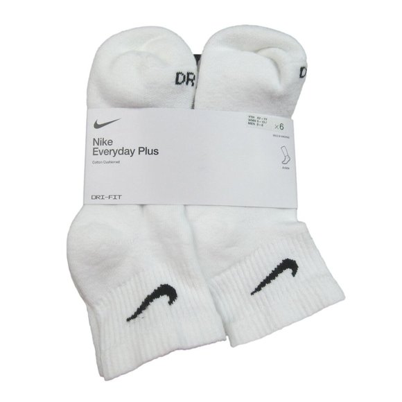 Nike Accessories - Nike Everyday Plus Ankle Socks White (6 Pack) Womens 6-10 / Youth 5Y-7Y NEW